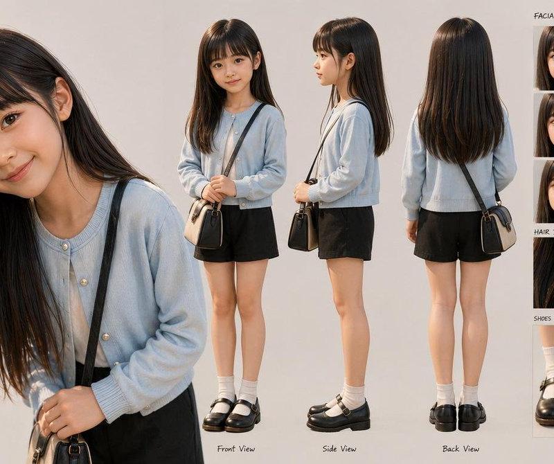 3D 女学生角色设计图