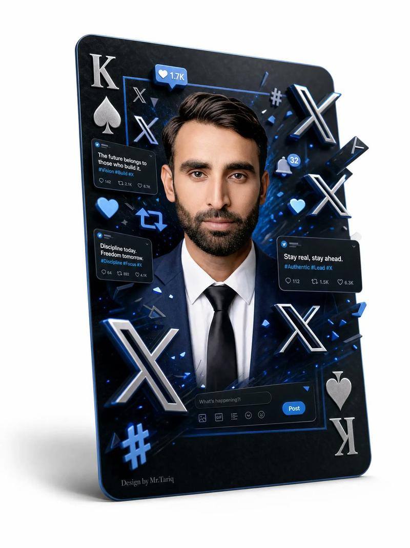 3D X Social Media Playing Card Poster