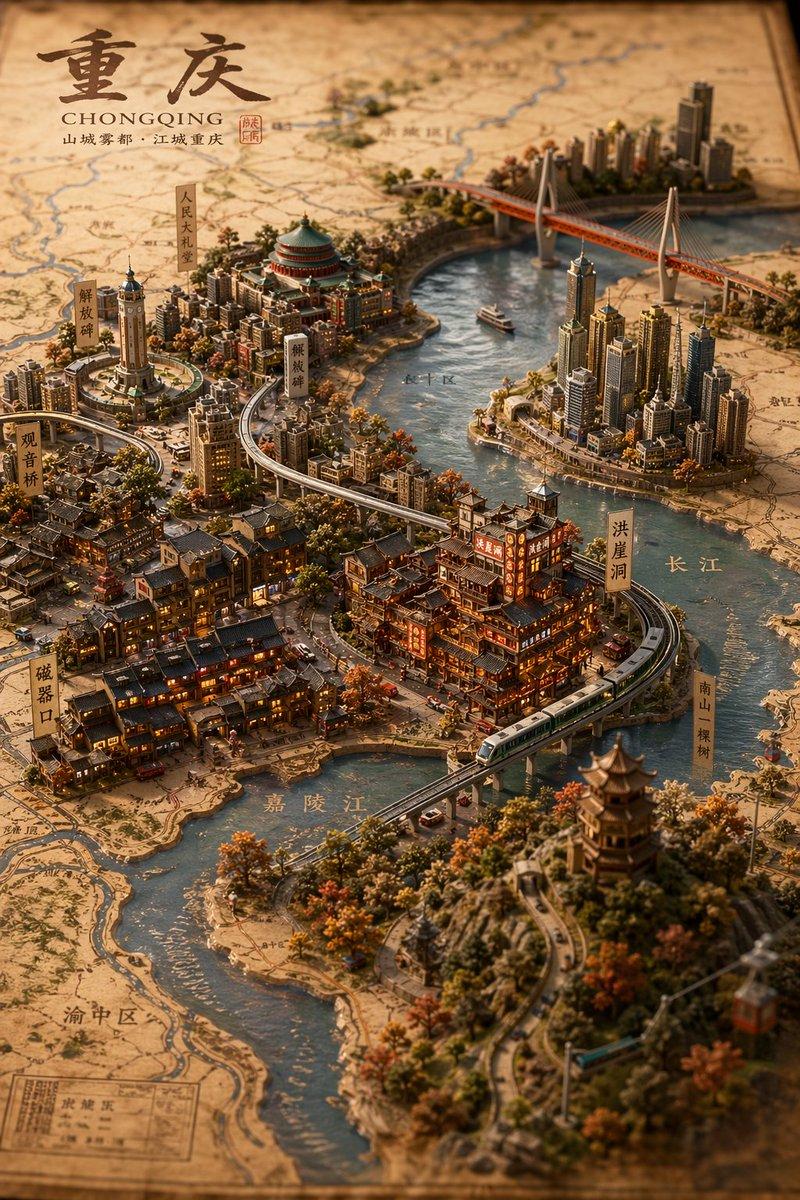 微缩 3D 城市立体模型地图