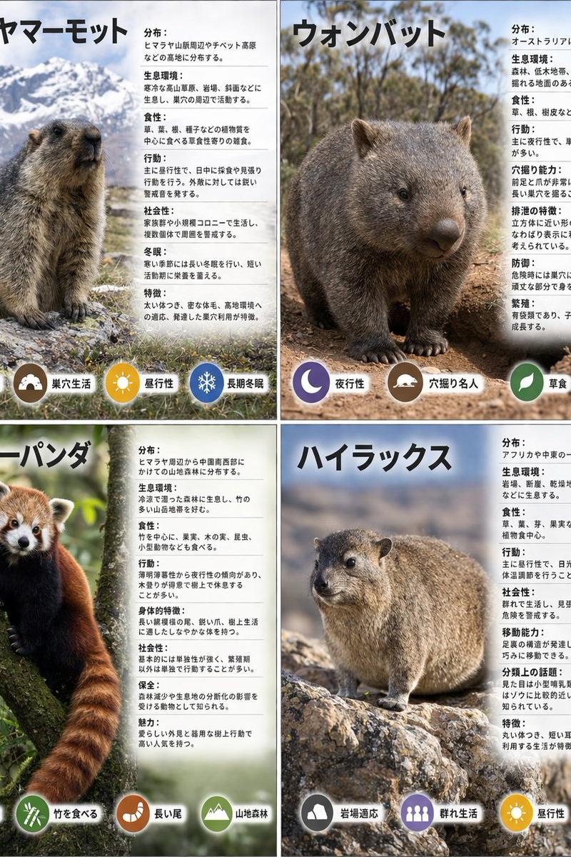 4 格动物信息图网格