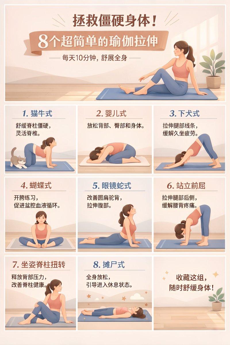 9 宫格瑜伽信息图海报