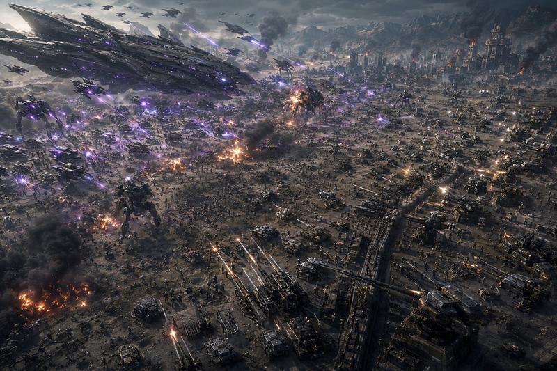 Aerial Sci-Fi Invasion Battlefield