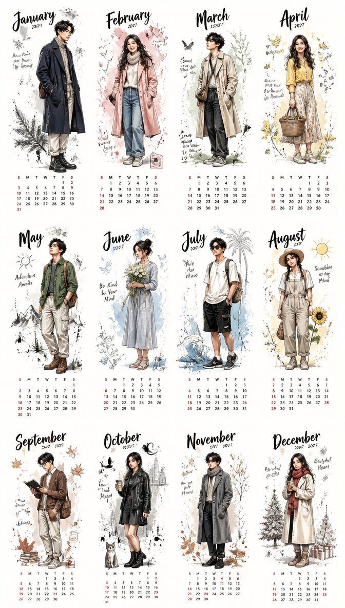 Aesthetic 2027 Desk Calendar