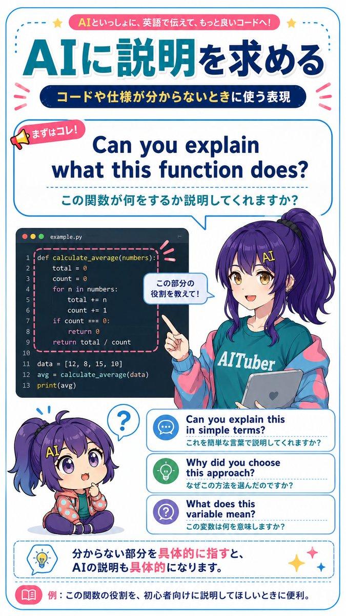 AI 代码解释英语学习海报