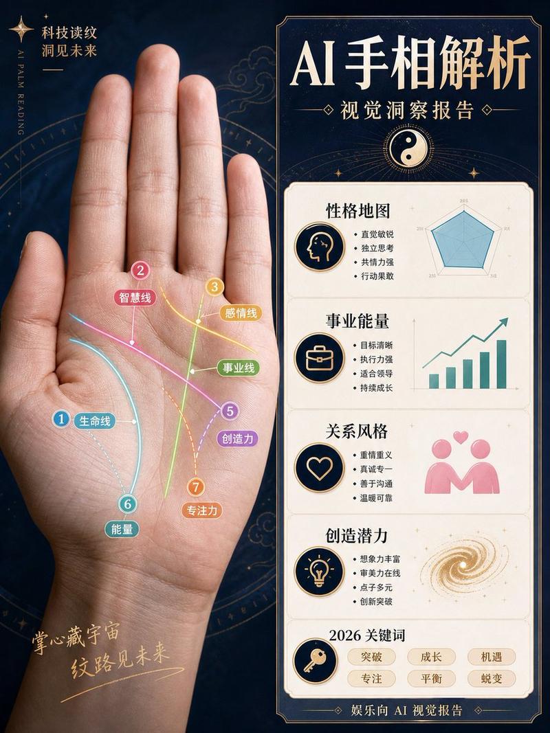 AI 手相分析报告海报