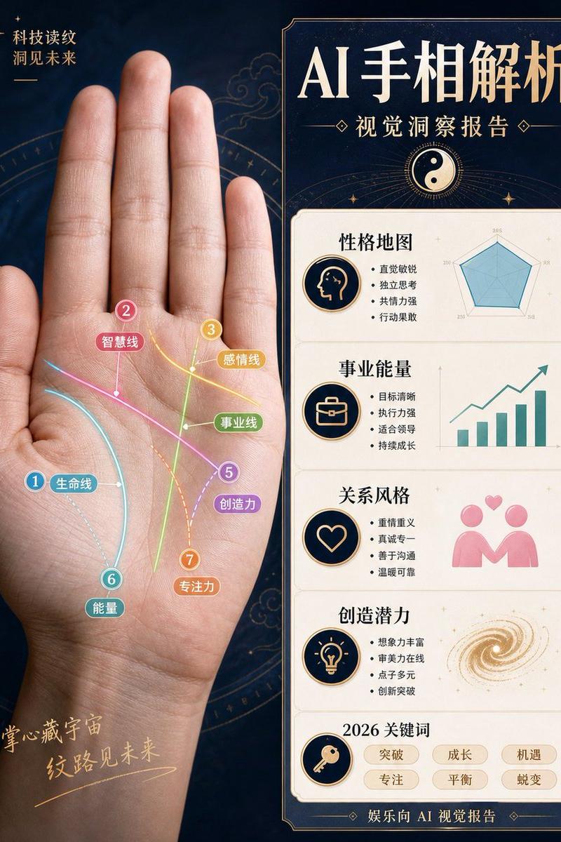 AI 手相分析报告海报