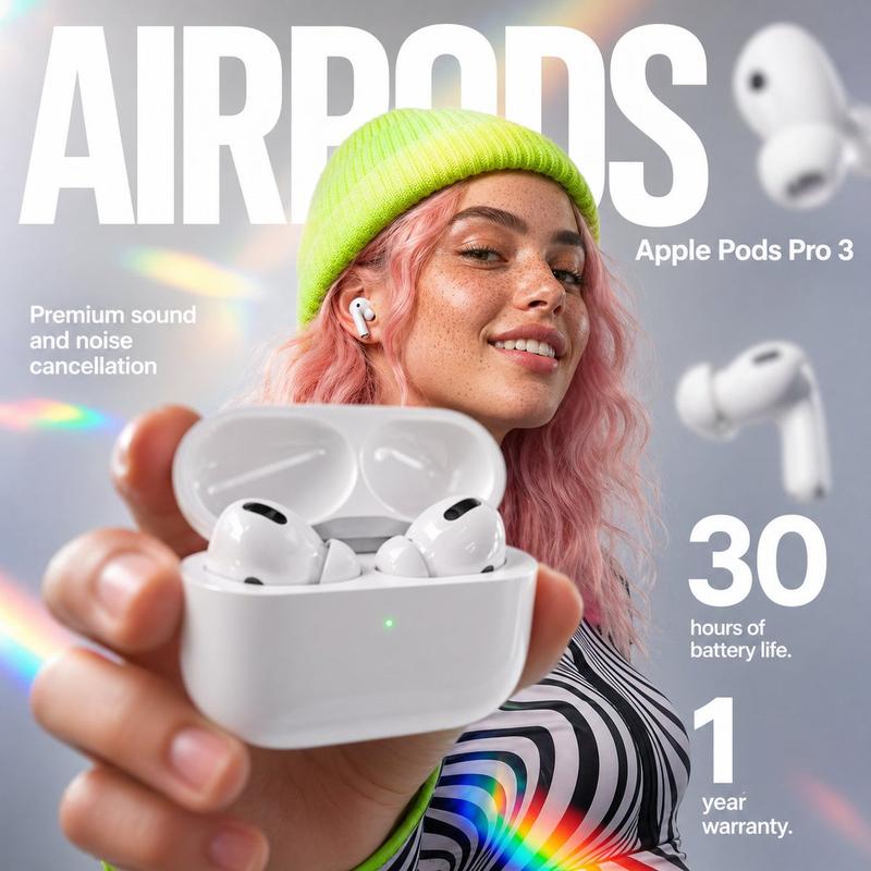 AirPods 风格科技广告海报