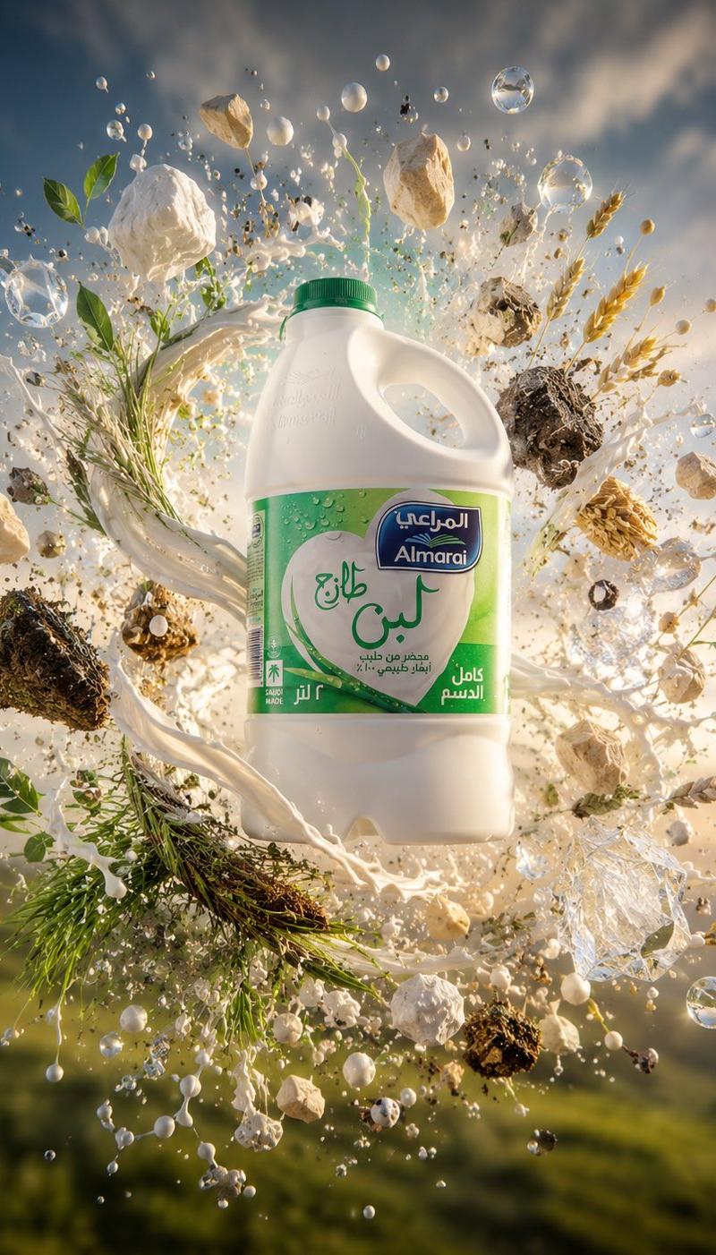 Almarai 牛奶悬浮飞溅广告