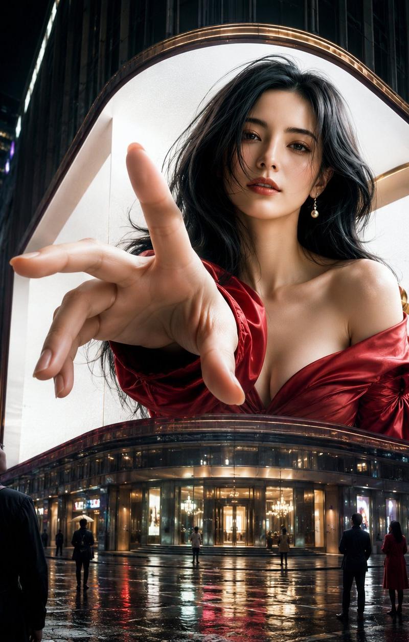 变形 3D 时尚模特广告牌
