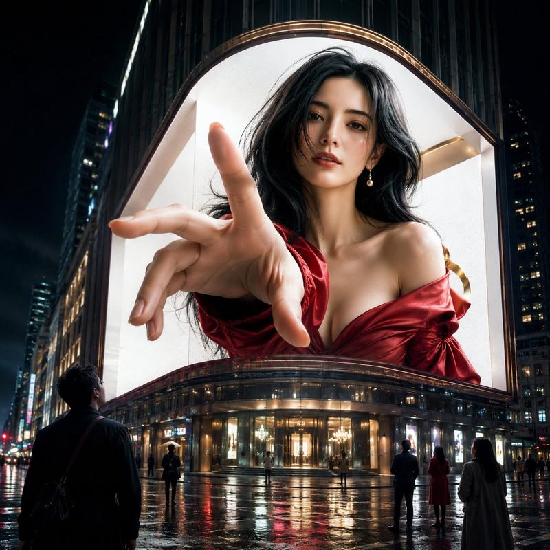 变形 3D 时尚模特广告牌