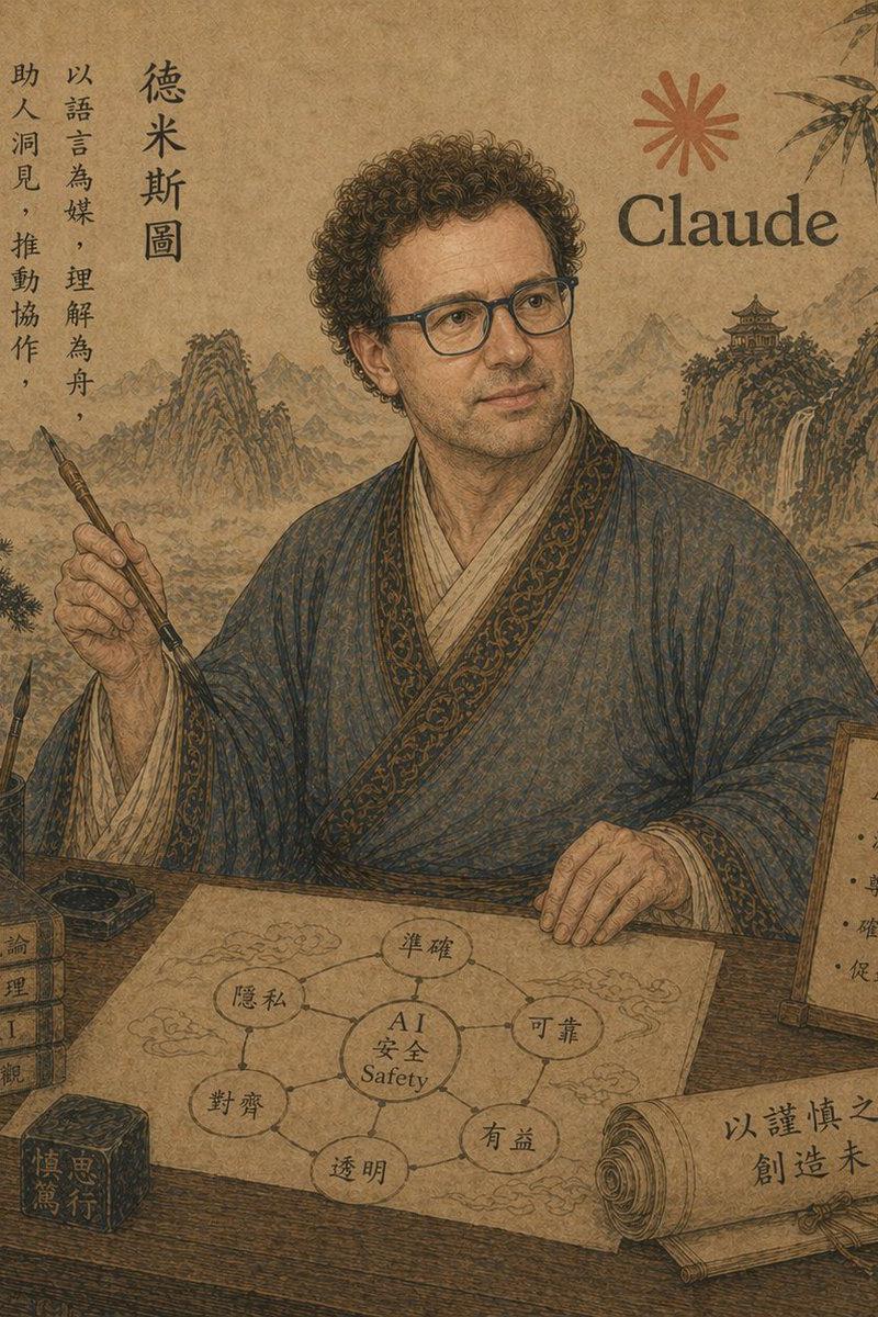 古代学者 AI 安全海报