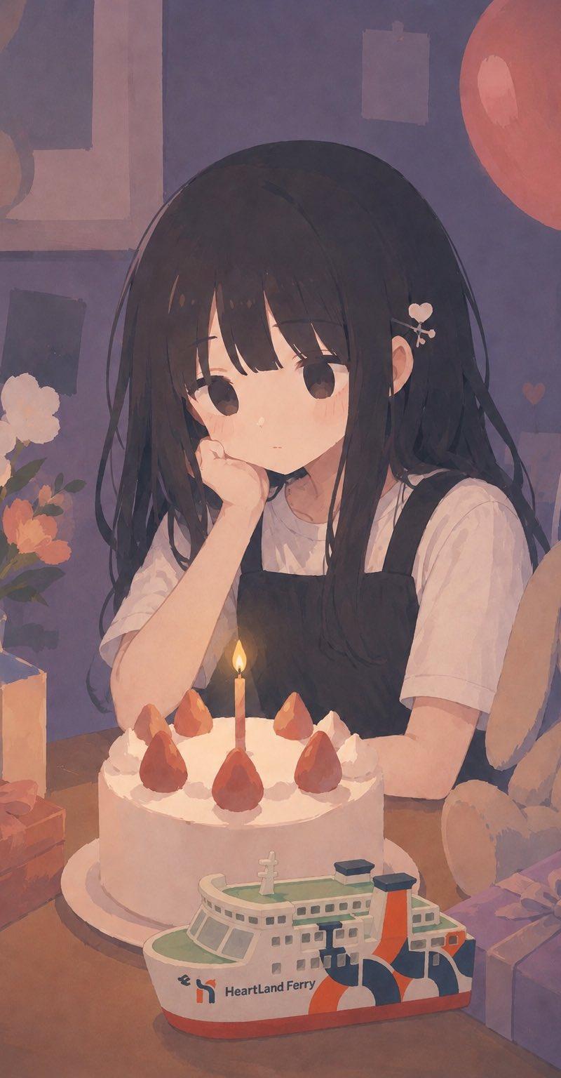忧郁动漫风生日渡轮场景