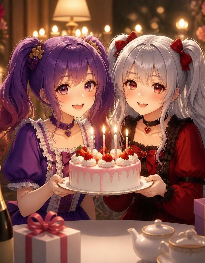 Candlelit Anime Birthday Twins