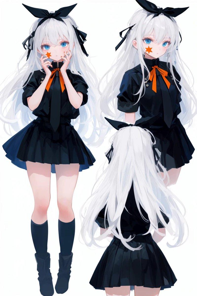 白发动漫少女三视图