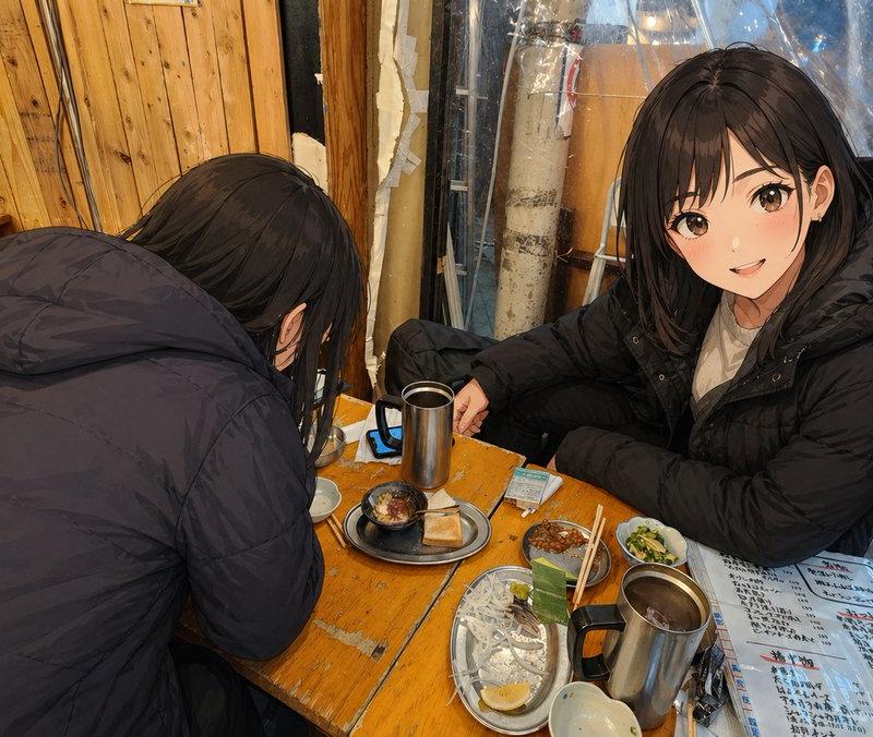 置身于真实居酒屋的动漫角色照片