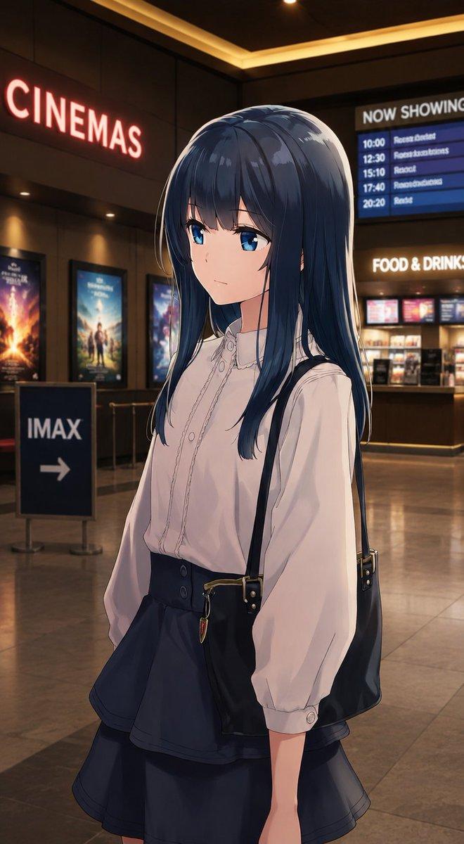 电影院大厅里的动漫少女