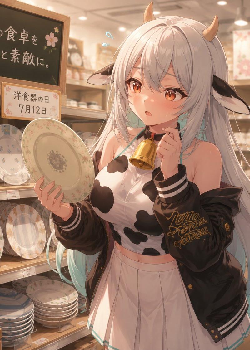 餐具店里的奶牛少女