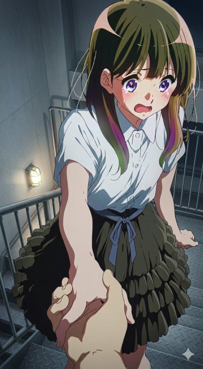 紧急楼梯间的动漫少女