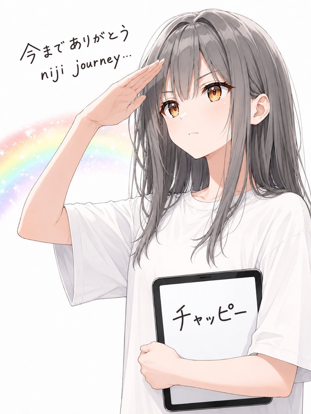 Anime Farewell Girl With Tablet