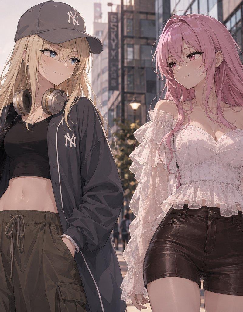 城市街头的动漫时尚少女