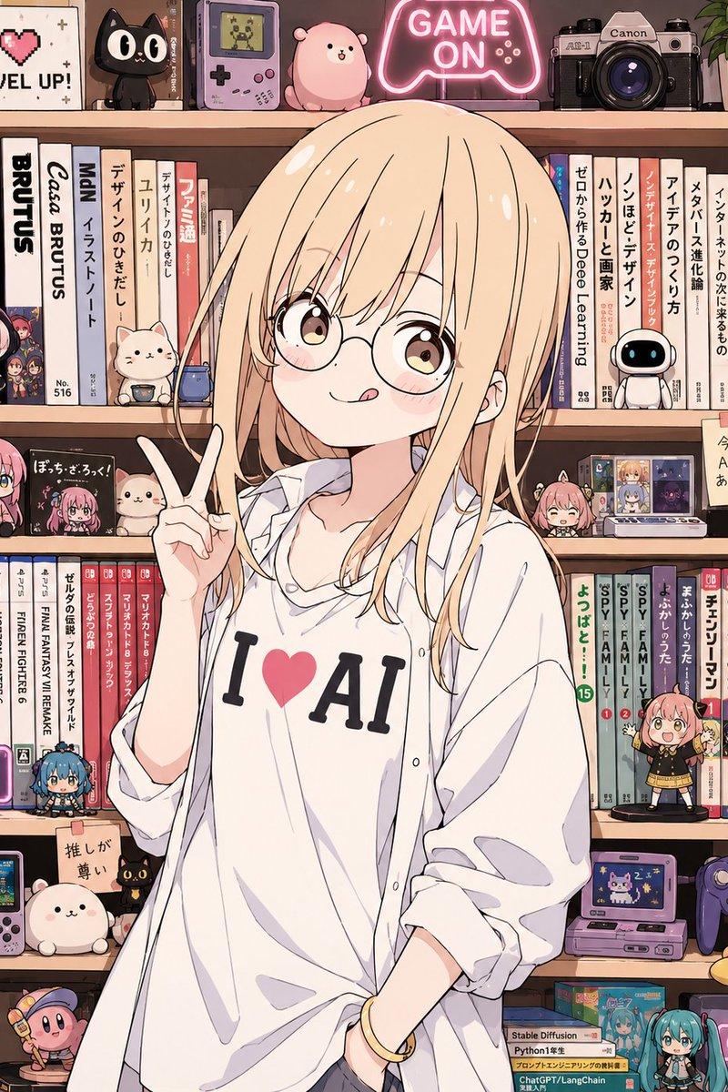 动漫 AI 游戏玩家书架少女