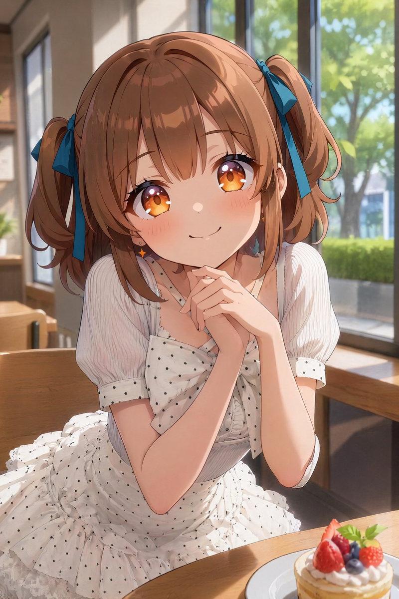 阳光咖啡馆里的动漫少女