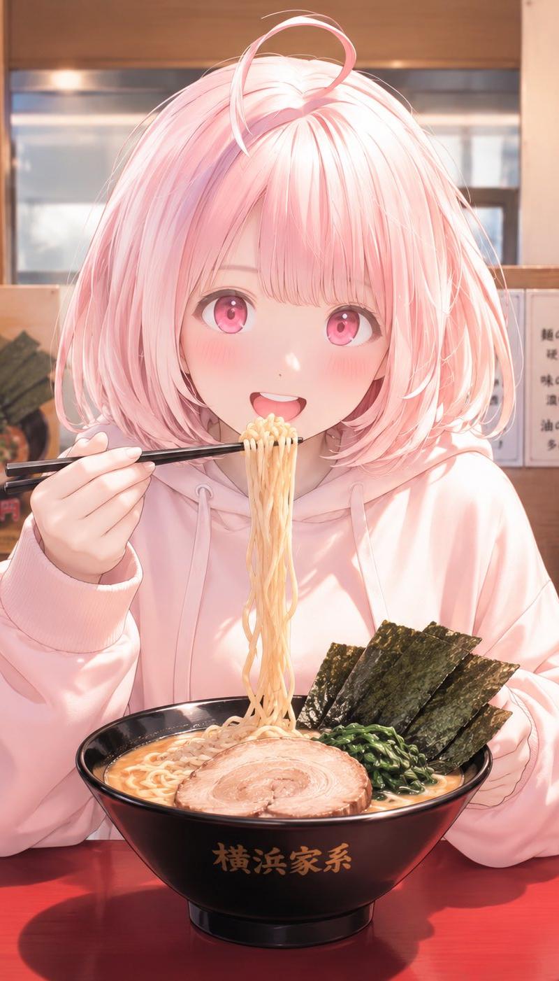 动漫少女吃拉面剪辑