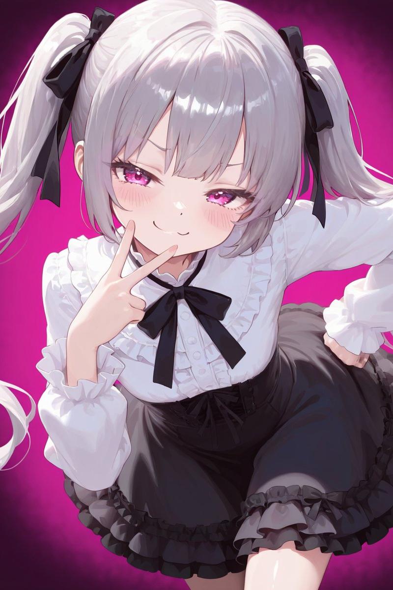 动漫少女俏皮剪刀手肖像