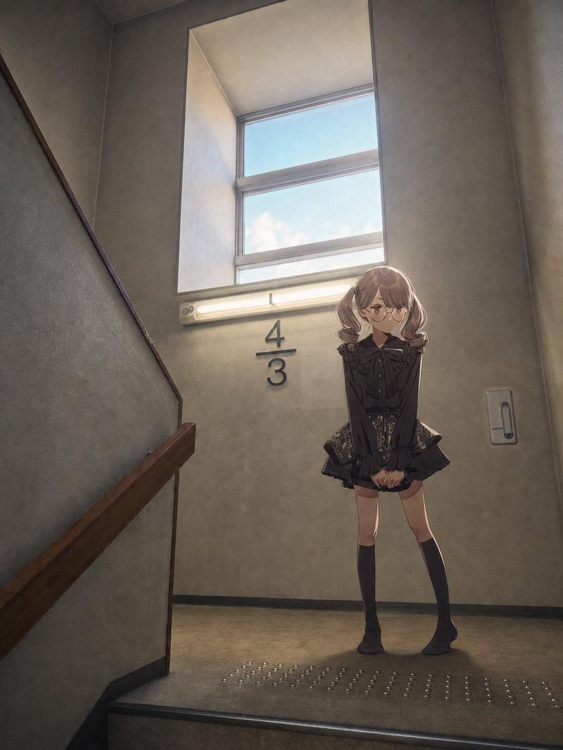 动漫少女楼道合成