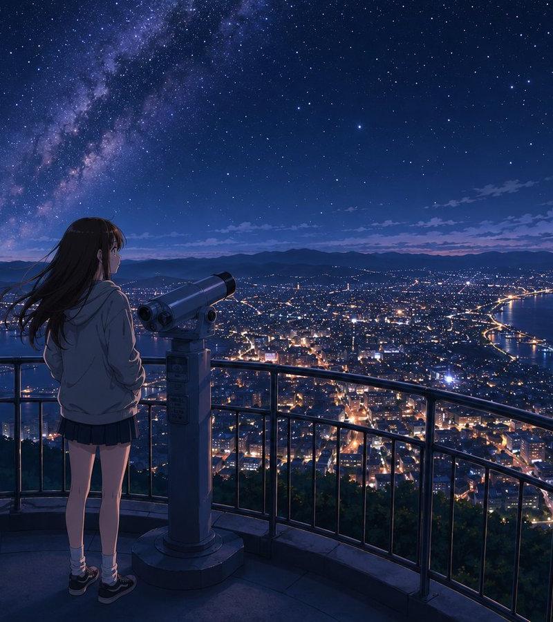 函馆山顶的动漫风夜景