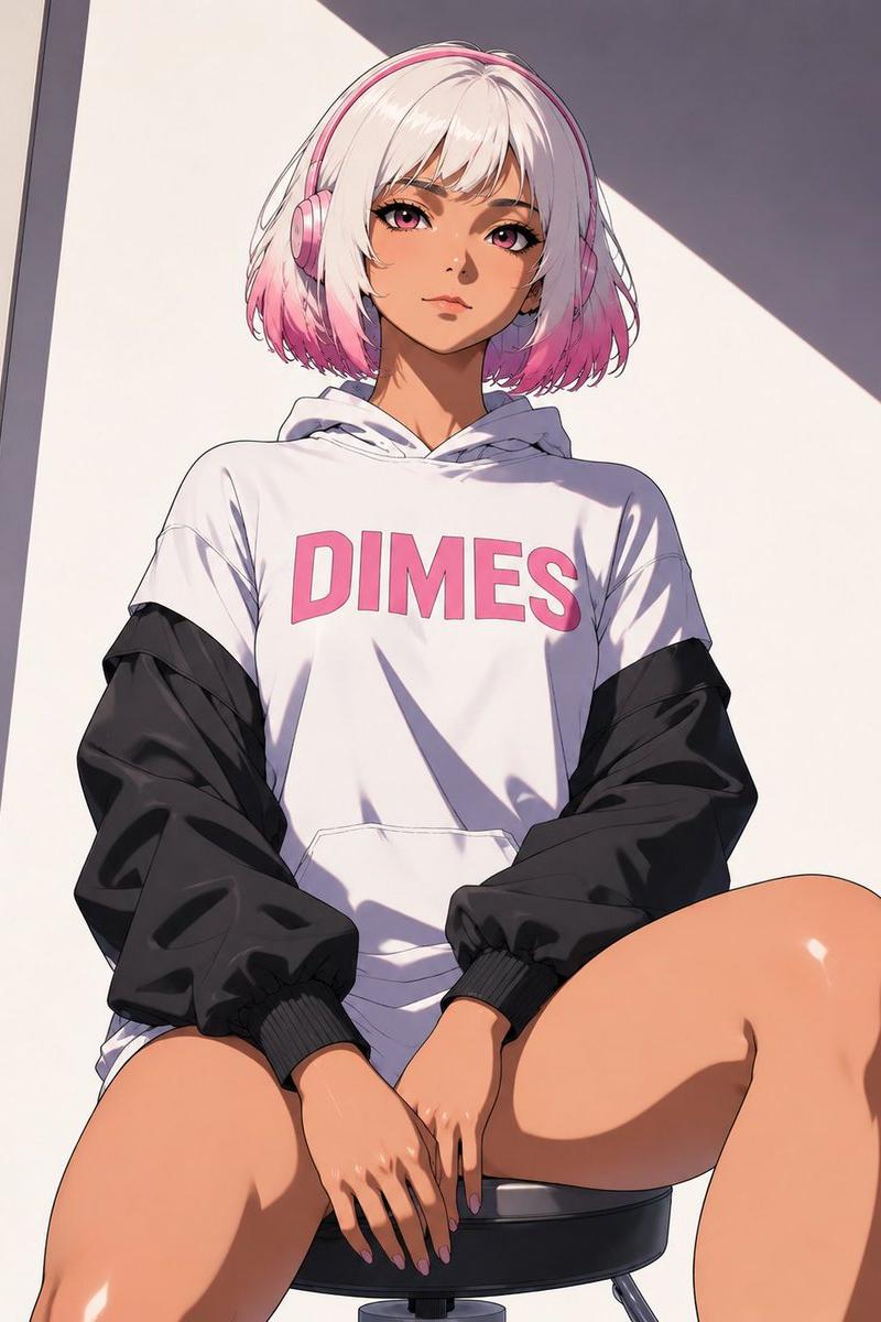 低角度动漫风卫衣少女