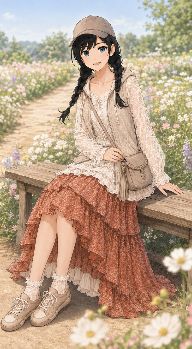 蕾丝花园装扮的动漫少女