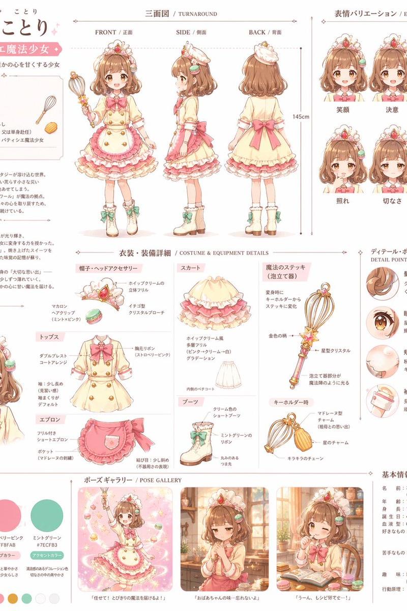 动漫魔法少女角色参考图表