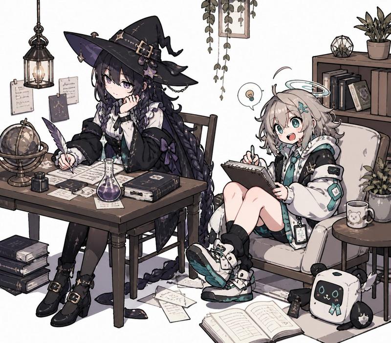 Cozy Witch and Halo Girl Study Scene