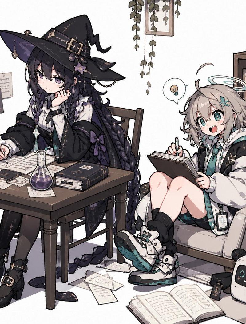 Cozy Witch and Halo Girl Study Scene