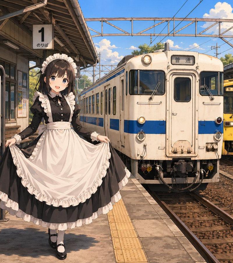 乡村火车站的动漫女仆