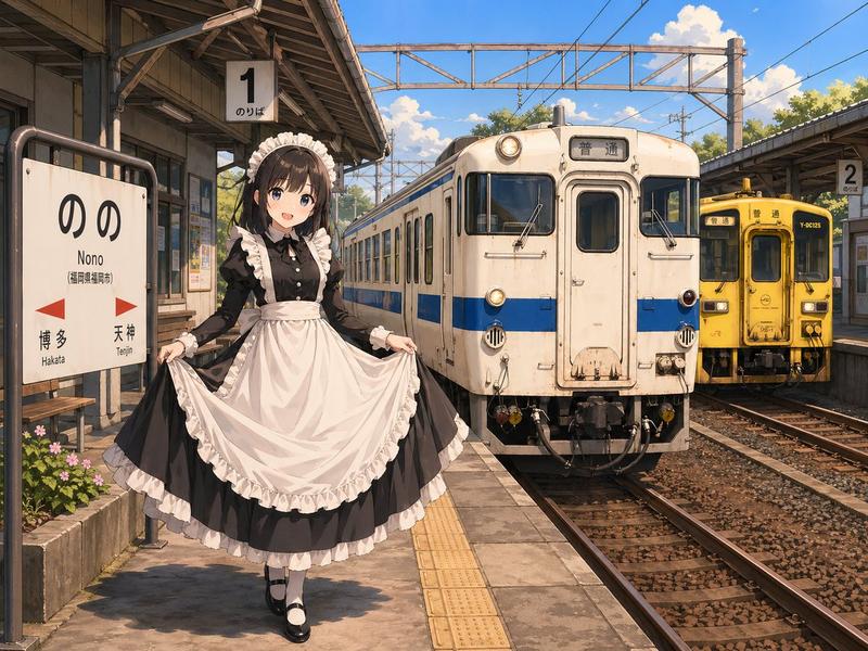 乡村火车站的动漫女仆