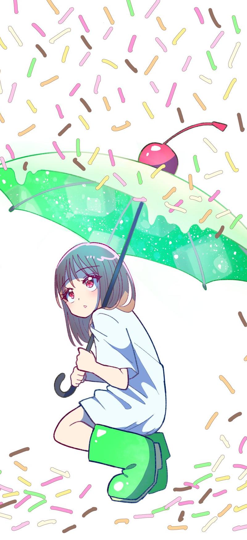 动漫少女与哈密瓜苏打伞