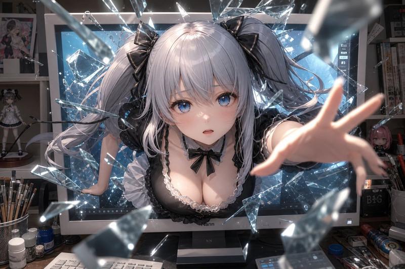 动漫少女破屏而出