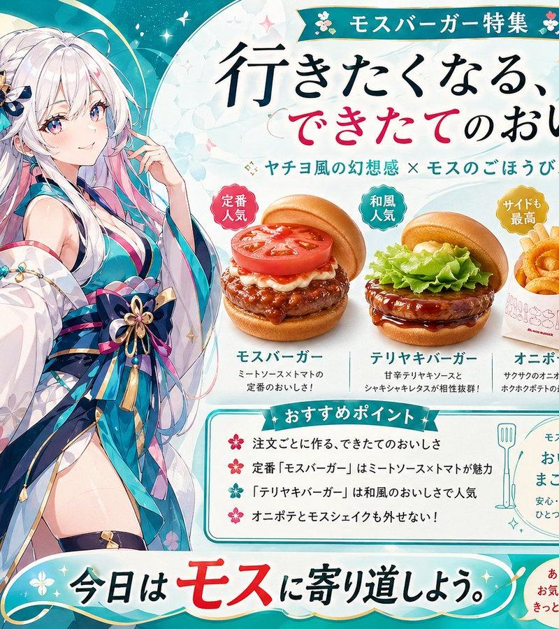 动漫风格 MOS Burger 宣传海报