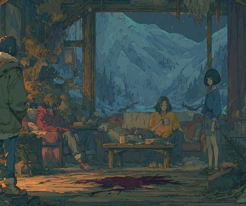 神秘山间小屋动漫场景