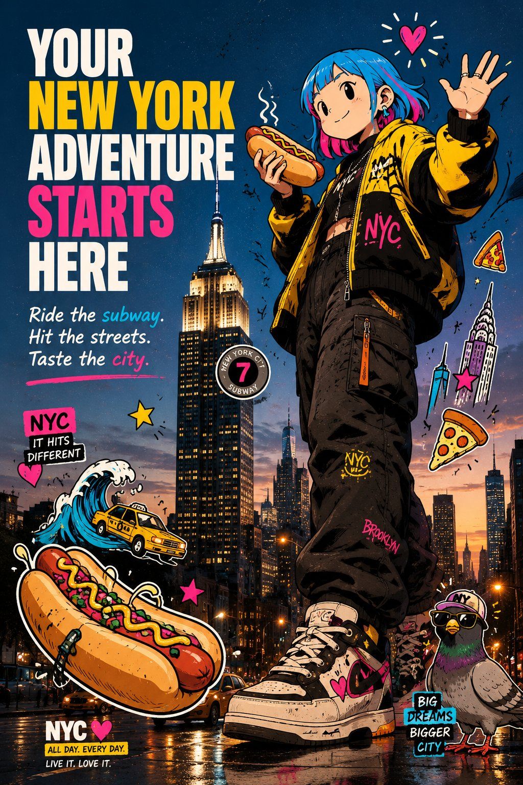 Anime NYC Adventure Poster