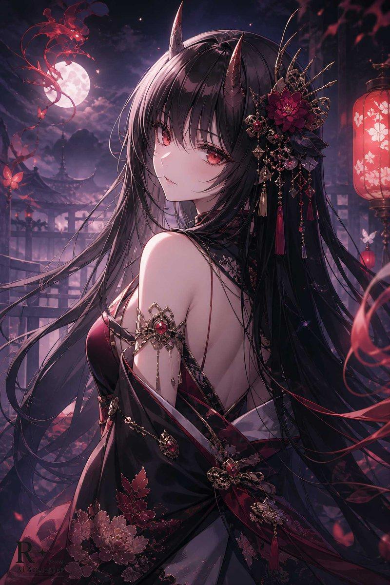 奇幻鬼族少女动漫插画
