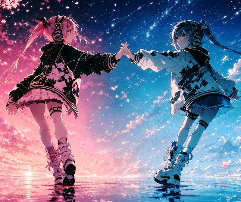 樱花星空下的双子偶像