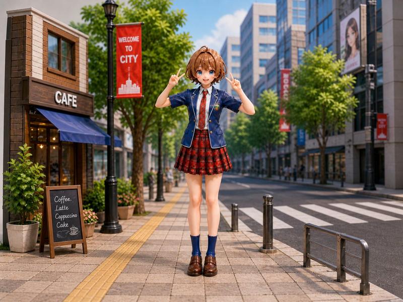 Anime Schoolgirl City Diorama