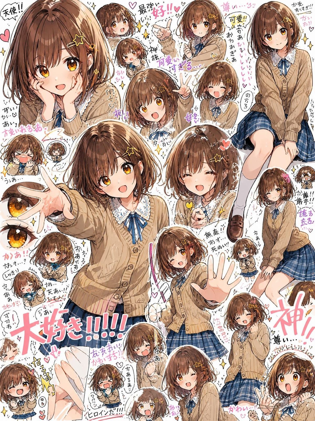 Dense Anime Schoolgirl Fan Collage