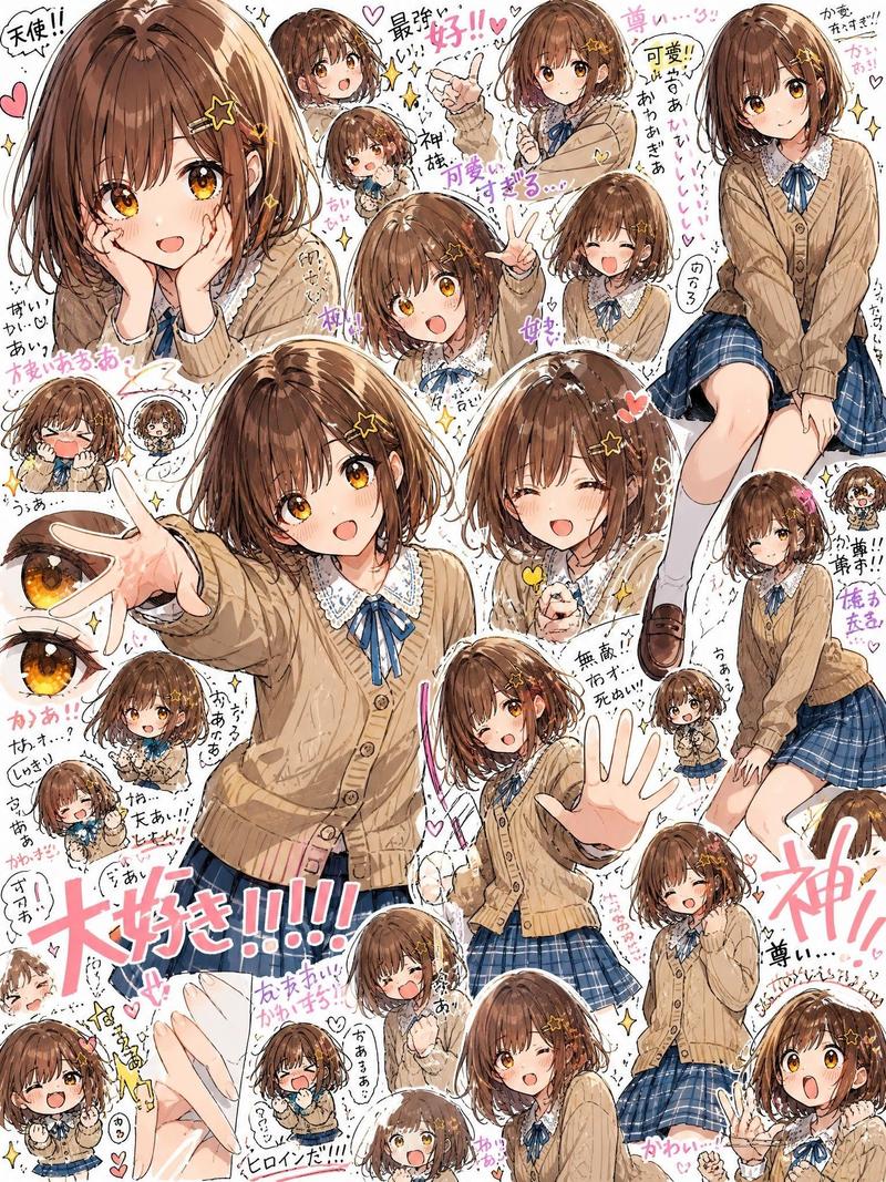 高密度动漫女高中生粉丝拼贴画