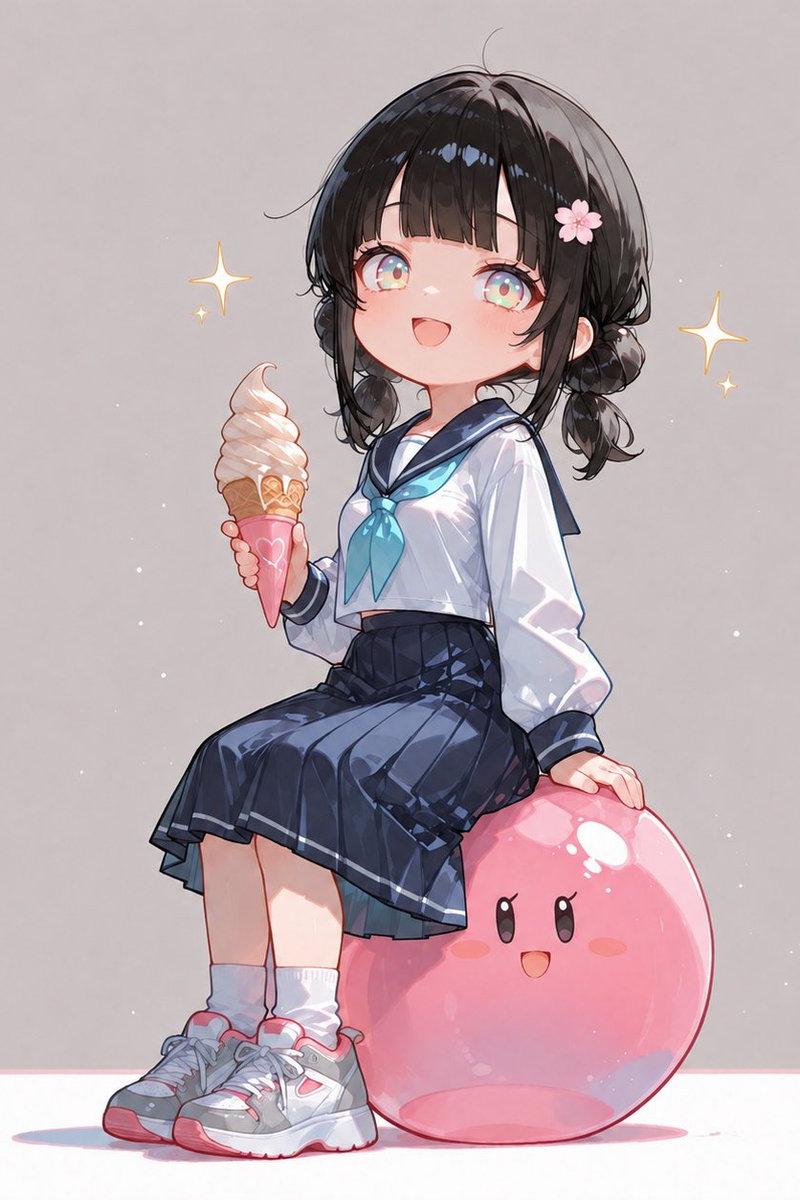 粉色史莱姆上的动漫女学生