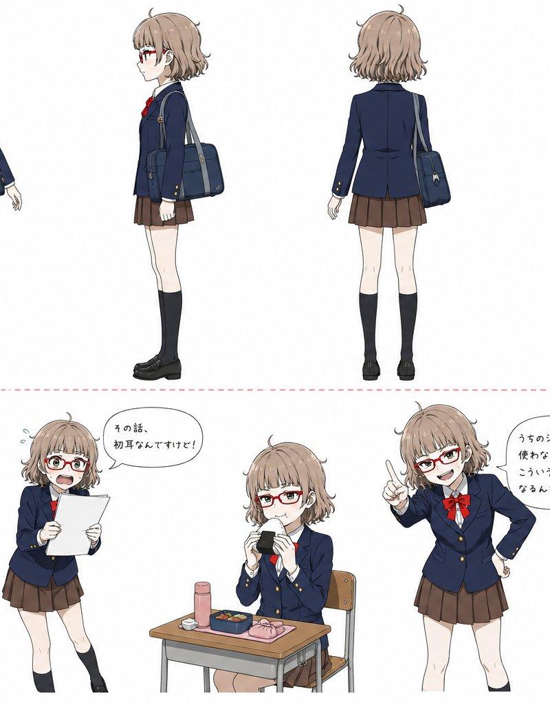 动漫女高中生角色参考图