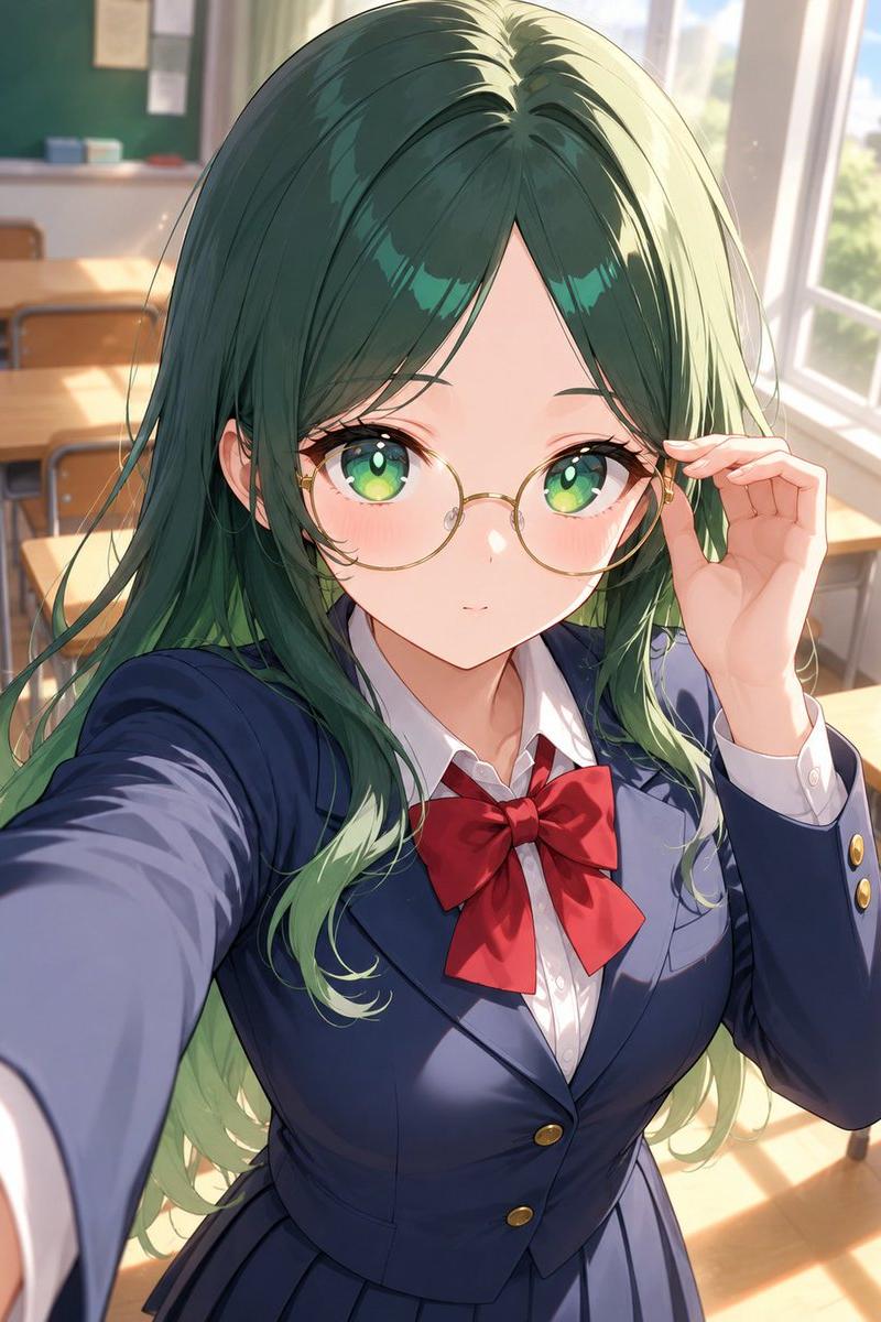 教室里的动漫女学生自拍